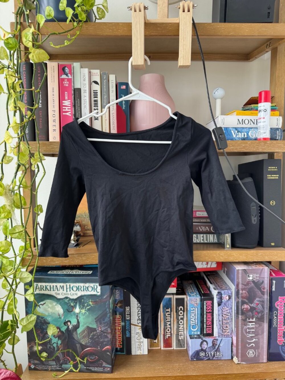 Theory Black Long Sleeve Scoop Neck Bodysuit Size L